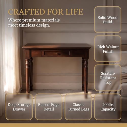 35" Solid Wood Writing Desk with Drawers, view 7