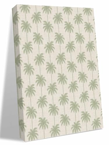 NuYeBiofx Beach Green Palm Trees Canvas Wall Art Prints,48"x32" Framed Picture Artwork Summer Tropical Leaves Printed Canvas Oil Painting for Living Room Bedroom Office,Ready to Hang
