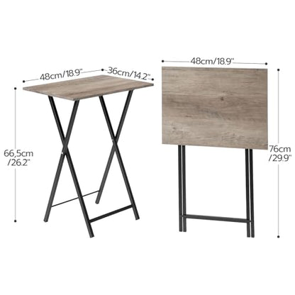 Folding TV Tray Tables, Set of 2 Side Table for Small Space, Industrial Snack Tables for Eating at Couch, Stable Metal Frame, Easy Assembly, Space Saving, Greige and Black BG25BZ01
