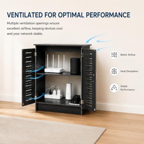 WiFi Router Storage Cabinet, Floor Standing WiFi Router Box Hider, view 6