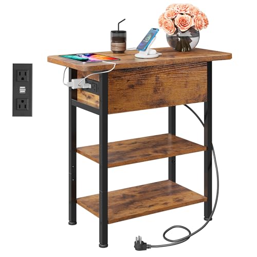 3-Tier End Table with Charging Station, view 2