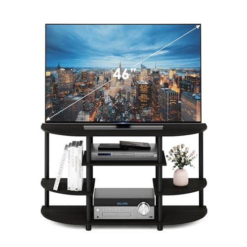JAYA Simple Design Corner TV Stand, Espresso/Black