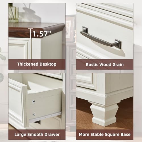 Farmhouse 7 Drawer Dresser for Bedroom, White, view 7