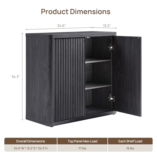 Buffet Cabinet with Storage 34.6" Sideboard Accent Modern Credenza with Doors, view 3