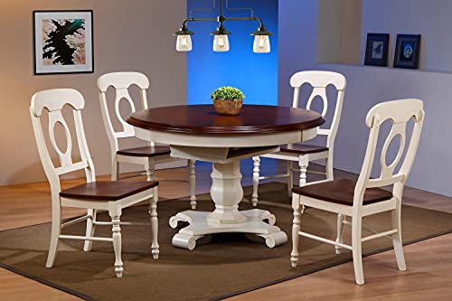 Andrews Dining Set, Medium/Two Size, Distressed Antique White/Chestnut