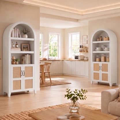 Arched White Wood Bookshelf with Adjustable Shelves, view 7