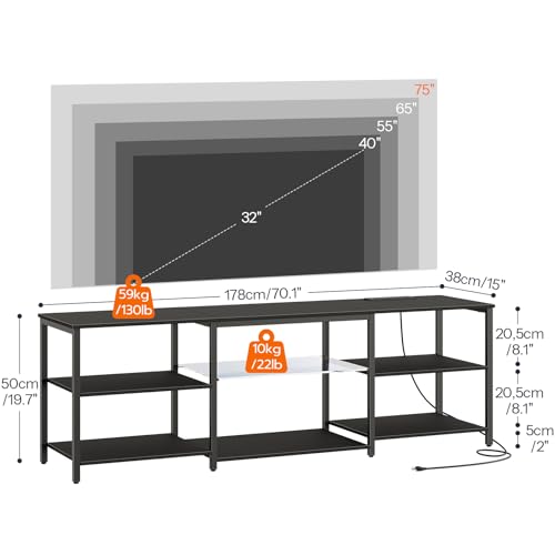 LED TV Stand for 75 Inch TVs with Charging Station, view 3