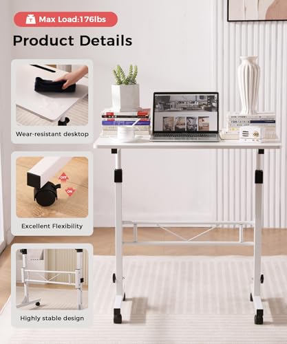 Standing Desk Adjustable Height, Mobile Stand Up Desk with Wheels, view 6