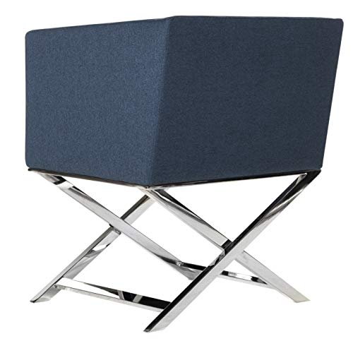 Safavieh Home Collection Celine Navy and Chrome Modern Glam Cross Leg Chair