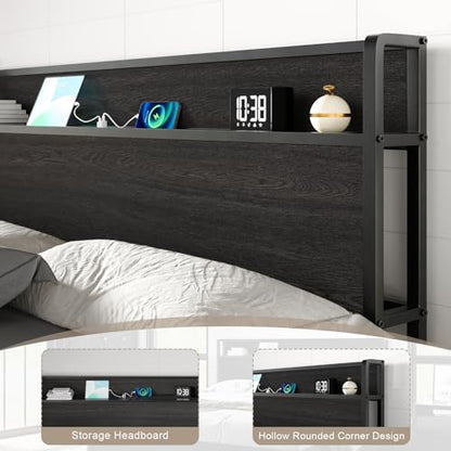 King Size Lift Up Storage Bed Frame with Charging Station, view 6