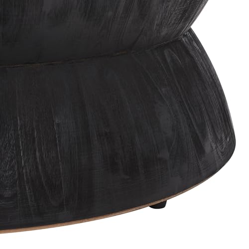 SAFAVIEH Furniture - Lailah Round Coffee Table - Mid-Century Design - Black Sculptural Drum - Fully Assembled - Ideal for Living Room, Family Room, 30" W x 30" D x 14" H (ALV1000A)