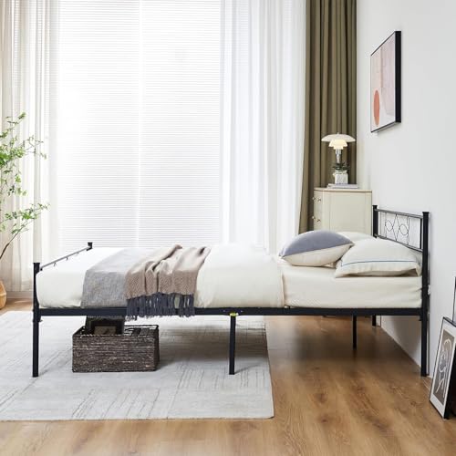 14" Full Size Metal Platform Bed Frame with Headboard, view 7