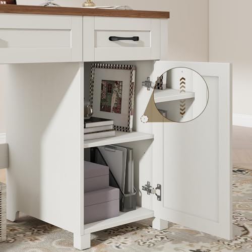 Farmhouse 47" Executive Desk, Computer Desk with Drawers and Cabinet, Workstation Computer Desk for Home Office and Study.