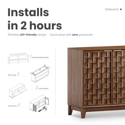 Fluted Sideboard Buffet Cabinet with Storage, view 5
