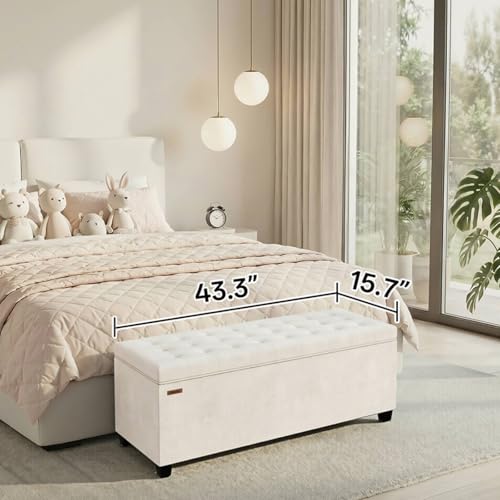 Velvet Storage ottoman bench with legs, 43.5”W x 15.7”D x 15.7”H, view 6