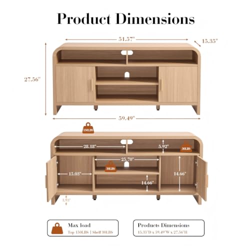Entertainment Center, Curved TV Stand, FSC-Certified Wood, view 3