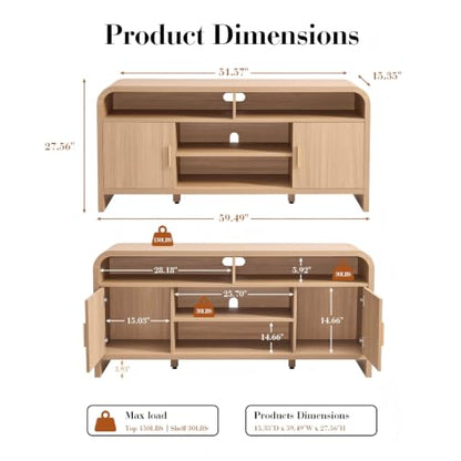 Entertainment Center, Curved TV Stand, FSC-Certified Wood, view 3