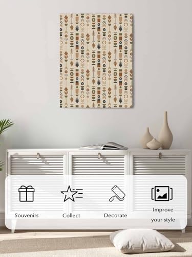NuYeBiofx Rustic Aztec Pattern Canvas Wall Art Prints,40"x28" Framed Picture Artwork Southwestern Geometric Seamless Art Printed Canvas Oil Painting for Living Room Bedroom Office,Ready to Hang