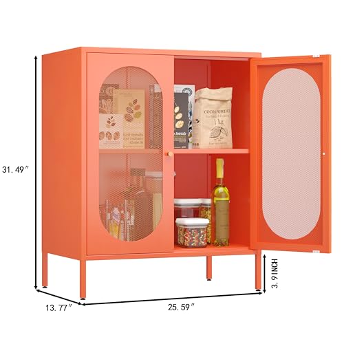 2 Door Accent Cabinet, Metal Storage Cabinet with Adjustable Shelf, view 4