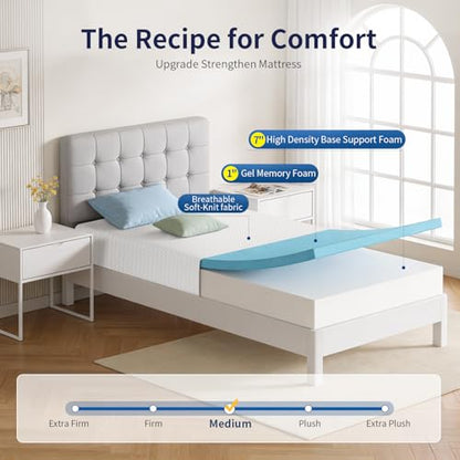 | 8 Inch Twin Mattress | Medium Firm | Gel Memory Foam | White, view 3