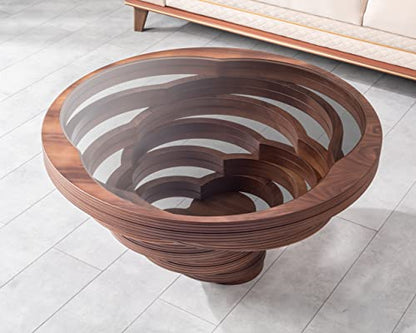 Natural Walnut Coated Coffee Table, Custom Designed Coffee Table, Wooden Rustic Coffee Table, Wood Living Room Furniture, Disassembled Modular Furniture, Lara Model