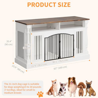 63 Inch Double Dog Crate TV Stand, view 5
