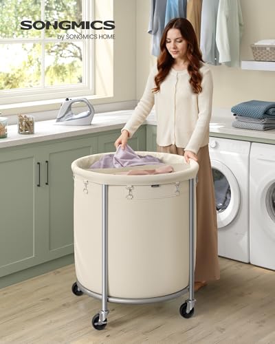 Laundry Basket with Wheels, 63.5 Gal., Steel Frame, Removable Bag, view 3