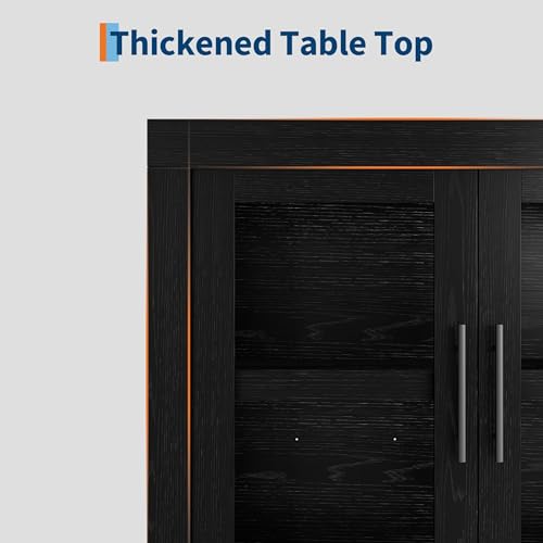 70.8" Mid Century Modern Sideboard Buffet Cabinet with Storage, 4 Glass Doors, view 6