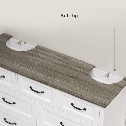 White Dresser for Bedroom with 7 Drawers, 47" W Chests of Drawers, view 6