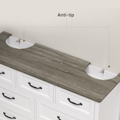 White Dresser for Bedroom with 7 Drawers, 47" W Chests of Drawers, view 6