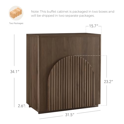CHITA Sideboard Buffet Cabinet with Storage, Small Storage Cabinet with Doors and Shelves for Living Room Accent, Bar, Kitchen, Walnut
