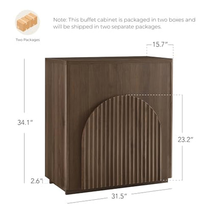 CHITA Sideboard Buffet Cabinet with Storage, Small Storage Cabinet with Doors and Shelves for Living Room Accent, Bar, Kitchen, Walnut