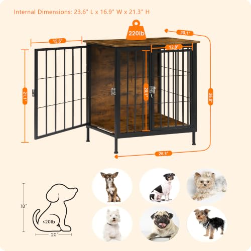 26.5" Heavy Duty Dog Crate Furniture, Dog Kennel Furniture Indoor, view 8