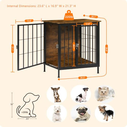 26.5" Heavy Duty Dog Crate Furniture, Dog Kennel Furniture Indoor, view 8