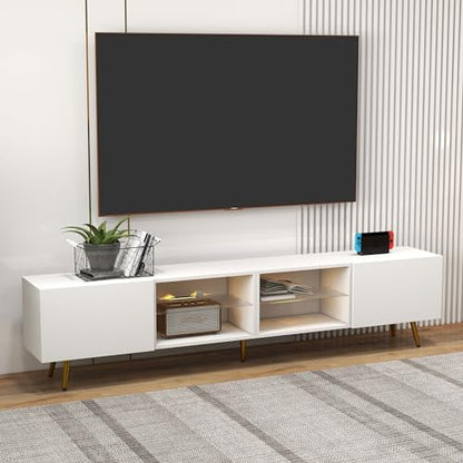 86" LED TV Stand, Modern Entertainment Center for 75" TV, White, view 2