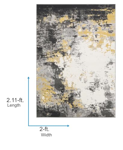 Area Rugs - 2x3 Pepin Modern Abstract Black Rug for Living Room Bedroom - Small Charcoal Gray Mustard Boho Stain Resistant Carpet for Entryway, Kitchen and Office (2' x 3')