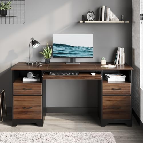 59” Computer Desk with 4 Drawers, Office Desk with Storage, view 3