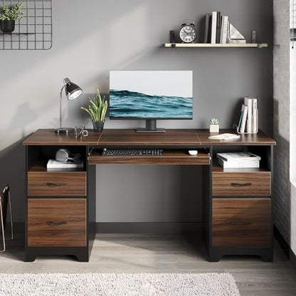 59” Computer Desk with 4 Drawers, Office Desk with Storage, view 3