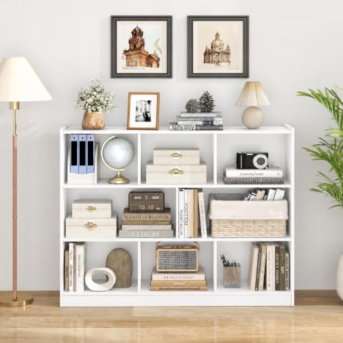 8-Cube Bookcase, Wood 3 Tier Open Storage Bookshelf, view 5