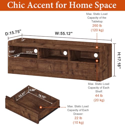 Farmhouse TV Stand for 55/60/65 Inch TVs, Entertainment Center with Storage, view 3