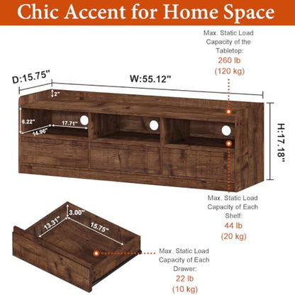 Farmhouse TV Stand for 55/60/65 Inch TVs, Entertainment Center with Storage, view 3
