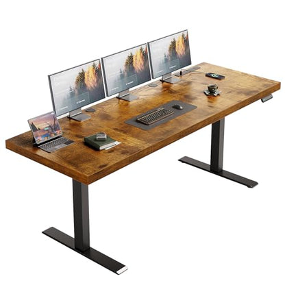 71" Executive Electric Standing Desk Height Adjustable, Rustic Brown, view 2