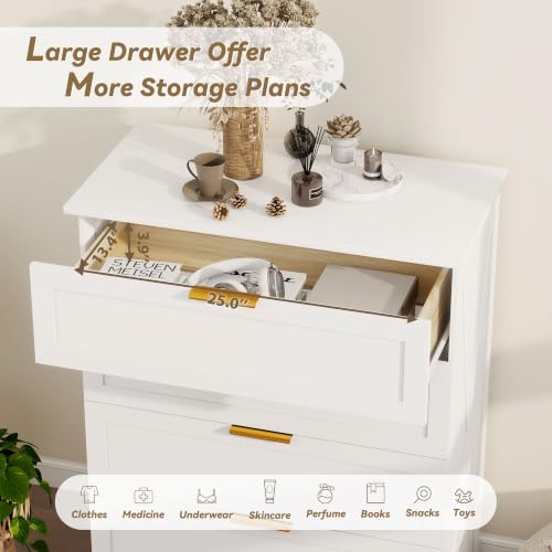 White 4 Drawer Dresser for Bedroom, Modern Chest of Drawers, view 4