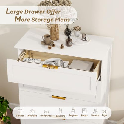 White 4 Drawer Dresser for Bedroom, Modern Chest of Drawers, view 4