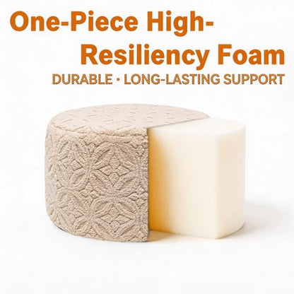 Plush Multi-Functional Ottoman Pouf, Light Coffee | Ergonomic Foot Rest, Space-Saving Design, Perfect Under Desks, Couches & Sofas