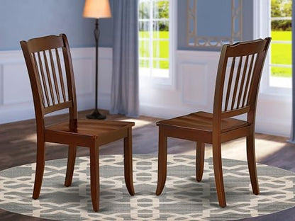 DAC-MAH-W Danbury Dining Room Chairs - Slat Back Solid Wood Seat Chairs, Set of 2, Mahogany
