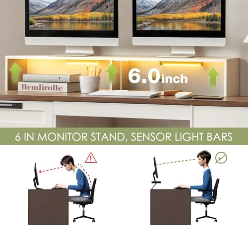 63“ Executive Desk with Lift Top, 3 File Drawers, White, view 7