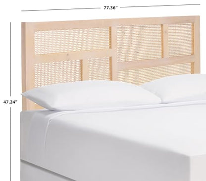 SAFAVIEH Furniture - Nariely King Headboard - White Washed - Rattan & Solid Wood - Handwoven Cane Design for Bedroom & Guest Room, 77.4" W x 2" D x 47.2" H (HBD8006B-K)