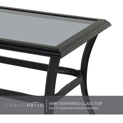 Outdoor Glass Coffee Table,Outdoor Furniture Coffee,Patio Garden Furniture Multi-Functional Tea Table with Tempered Glass Top, for Conversation-Square (Rectangular)