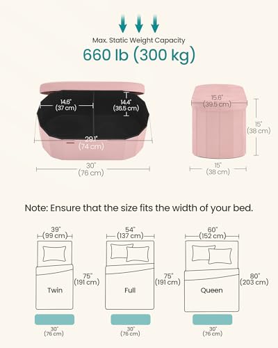 SONGMICS Mazie Collection - Folding Ottoman with Storage, Oval Storage Ottoman Bench, for Living Room, Bedroom, Velvet Fabric, 15 x 30 x 15 Inches, Jelly Pink ULSF267SA01